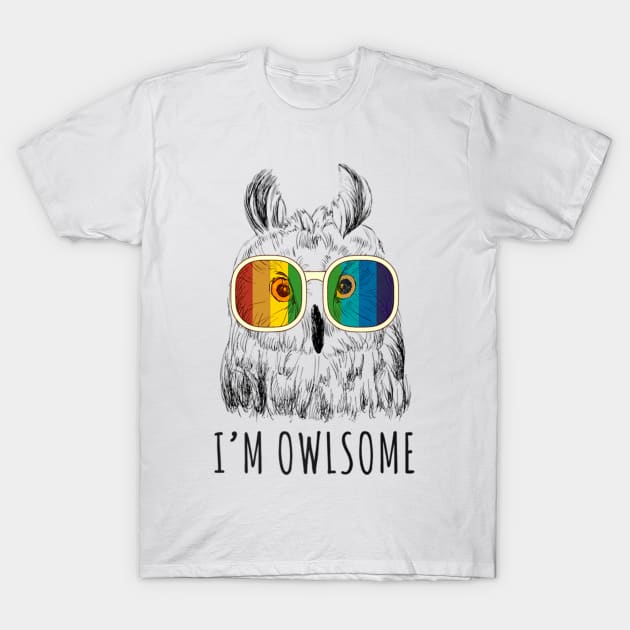 Im Owlsome Cute Love Owl Design T-Shirt by Owl Is Studying